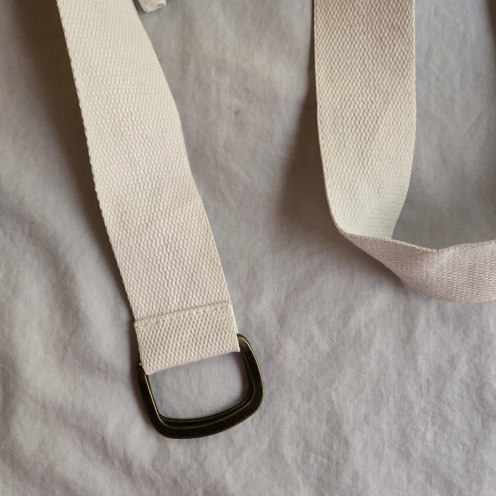 Women's XL Adjustable Woven Belt with Metal Ring - Ivory - Picture 4 of 5